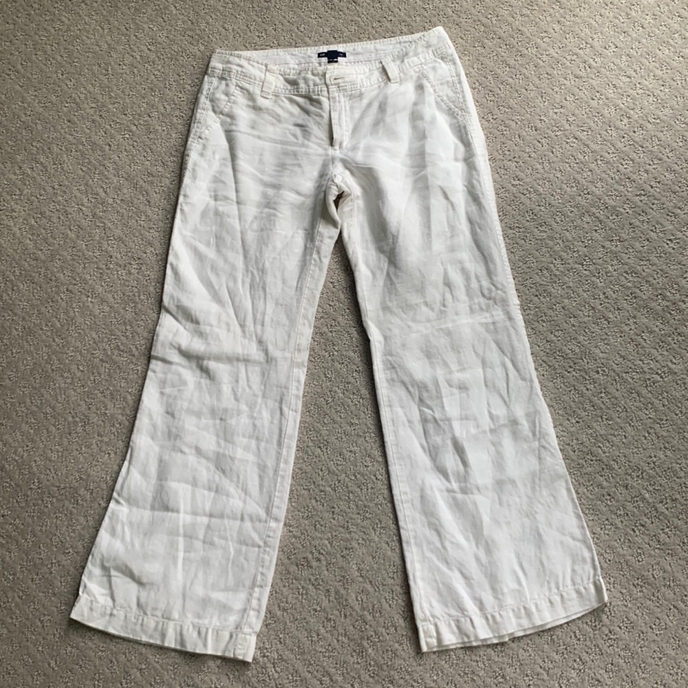 Gap White 100% Linen Trousers Pants